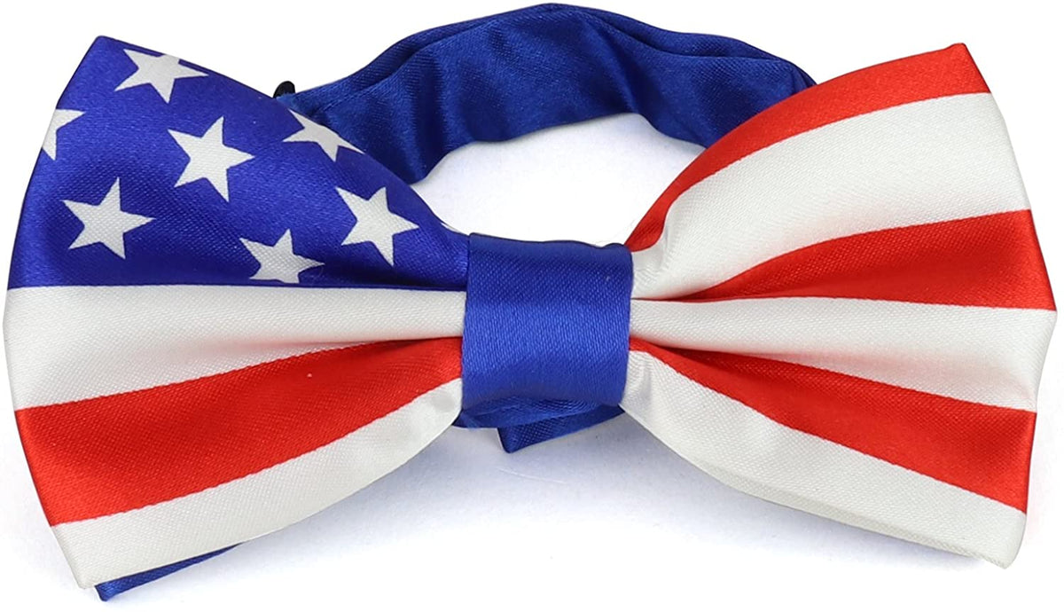 Armycrew American Flag Pattern Stars and Stripes Pre-tied Satin Bow Tie