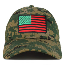 Armycrew Red Green Black American Flag Patch Camo Structured Mesh Trucker Cap