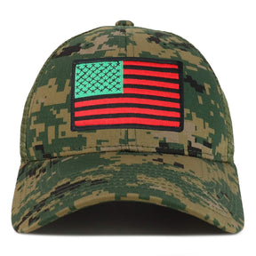 Armycrew Red Green Black American Flag Patch Camo Structured Mesh Trucker Cap