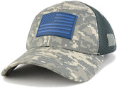 US American Flag NAVY Rubber Tactical Patch Adjustable Low Crown Mesh Cap
