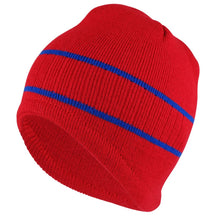 Armycrew Double Striped Acrylic Knit Warm Winter Beanie Cap - Royal RED