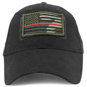 Armycrew USA Camo Thin Red Flag Tactical Patch Cotton Adjustable Baseball Cap