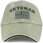 Armycrew Veteran USA Flag Embroidered Structured Cotton Baseball Cap