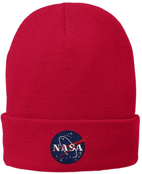 Armycrew NASA Insignia Logo Embroidered Winter Cuff Folded Long Beanie