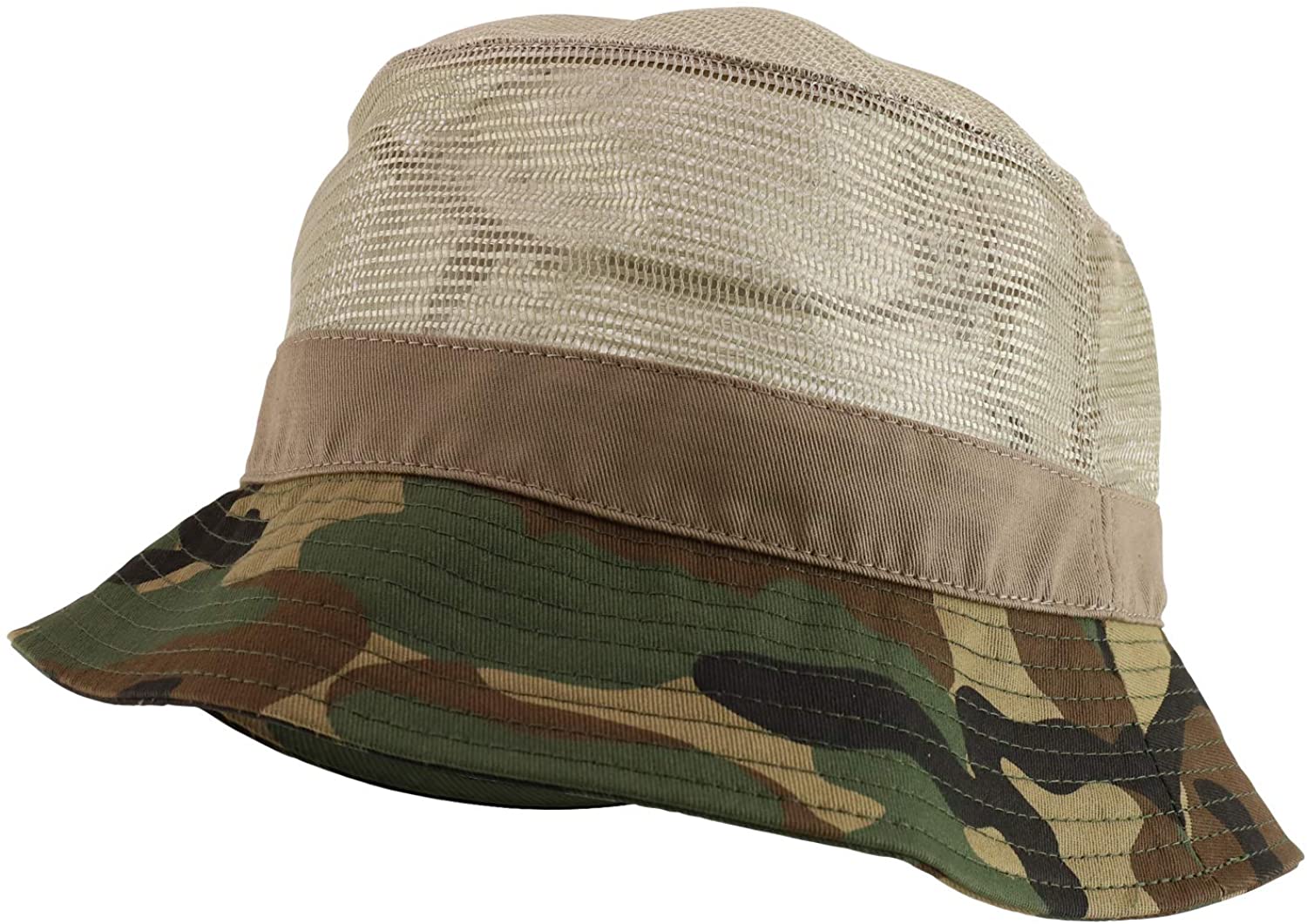 Fisherman Cool Mesh Top Bucket Camo Hat