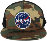 NASA Meatball Round Embroidered Iron On Patch Flat Bill Snapback Trucker Mesh Cap - BNB