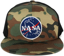NASA Meatball Round Embroidered Iron On Patch Flat Bill Snapback Trucker Mesh Cap - BNB