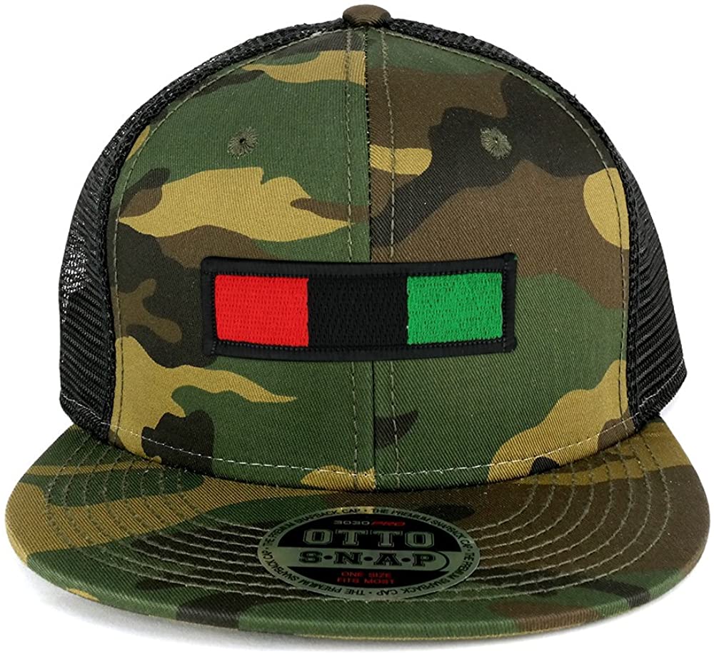 Africa Red Black Green Embroidered Iron on Patch Camo Flat Bill Snapback Mesh Cap