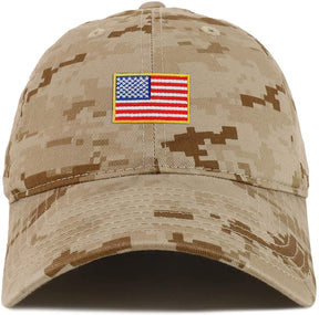 Armycrew Small American Flag Embroidered Patch Camo Soft Crown Cotton Baseball Cap