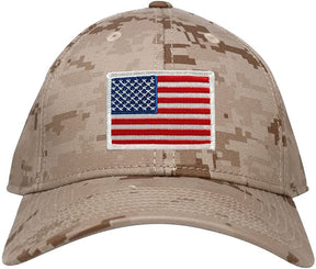 Low Profile US American Flag Patch Camo Cap - DES