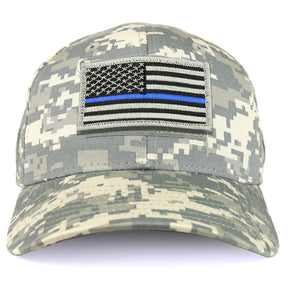 Armycrew USA Thin Blue Line Flag Tactical Patch Structured Operator Baseball Cap