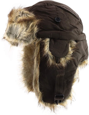 Aviator Faux Fur Lined Trooper Hat with Adjustable Earflaps