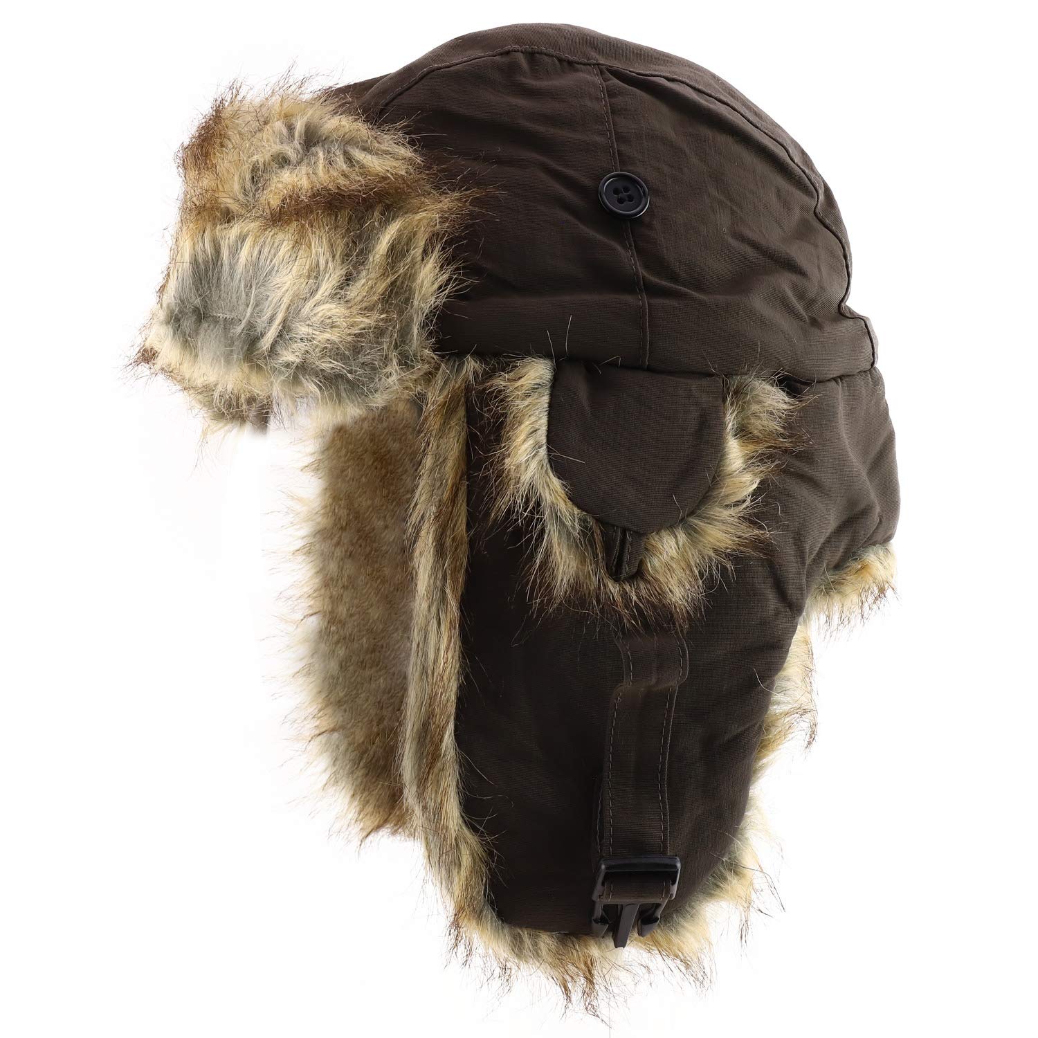 Aviator Faux Fur Lined Trooper Hat with Adjustable Earflaps