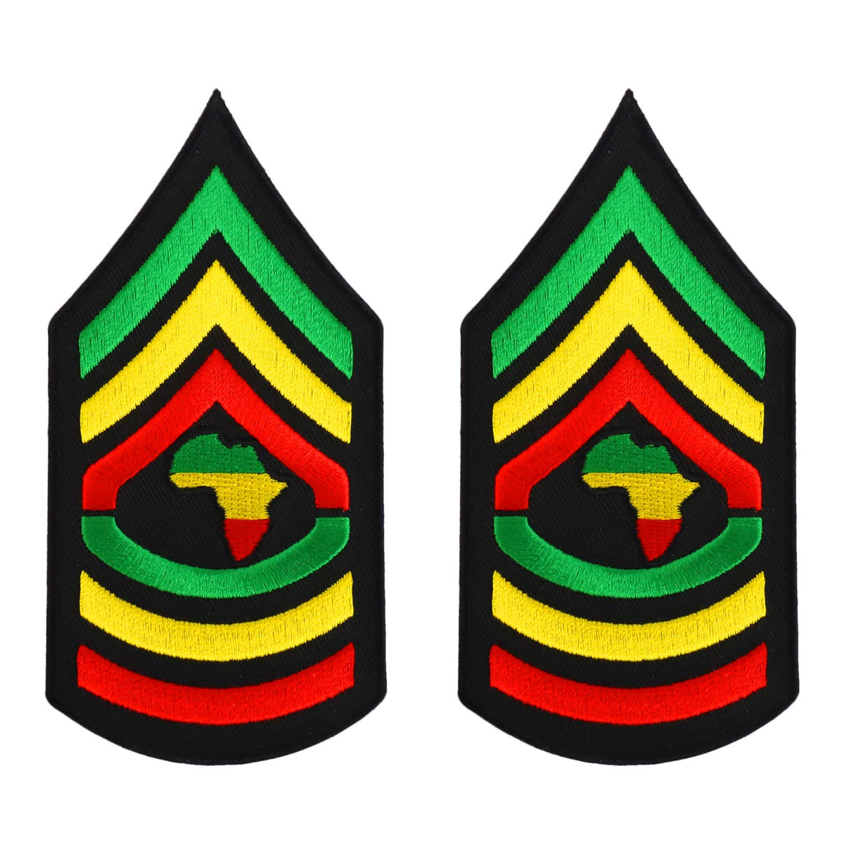 Armycrew Sergeant Military RGY Rasta and Embroidered Iron on Patch 2 Pack - Leaf