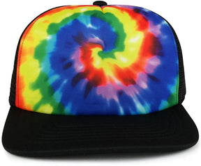 Armycrew Tie Dye Printed Foam Front Flat Bill Trucker Mesh Back Cap