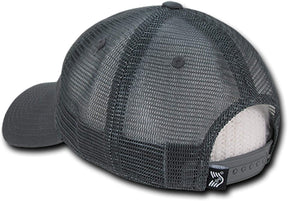 Soft Fit American Flag Embroidered Cotton Trucker Mesh Back Cap - Dark Grey
