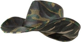 Armycrew Woodland Camouflage Print Western Paper Straw Cowboy Hat