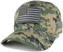 Armycrew USA Patriotic Black 2 American Flag Rubber Tactical Patch Adjustable Structured Operator Cap - ACU