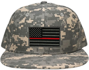 Armycrew Flat Bill Digital Camo American Flag Patch Snapback Cap - ACU - Black Grey