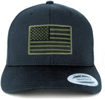 Armycrew American Flag Patch Snapback Trucker Mesh Cap - Navy