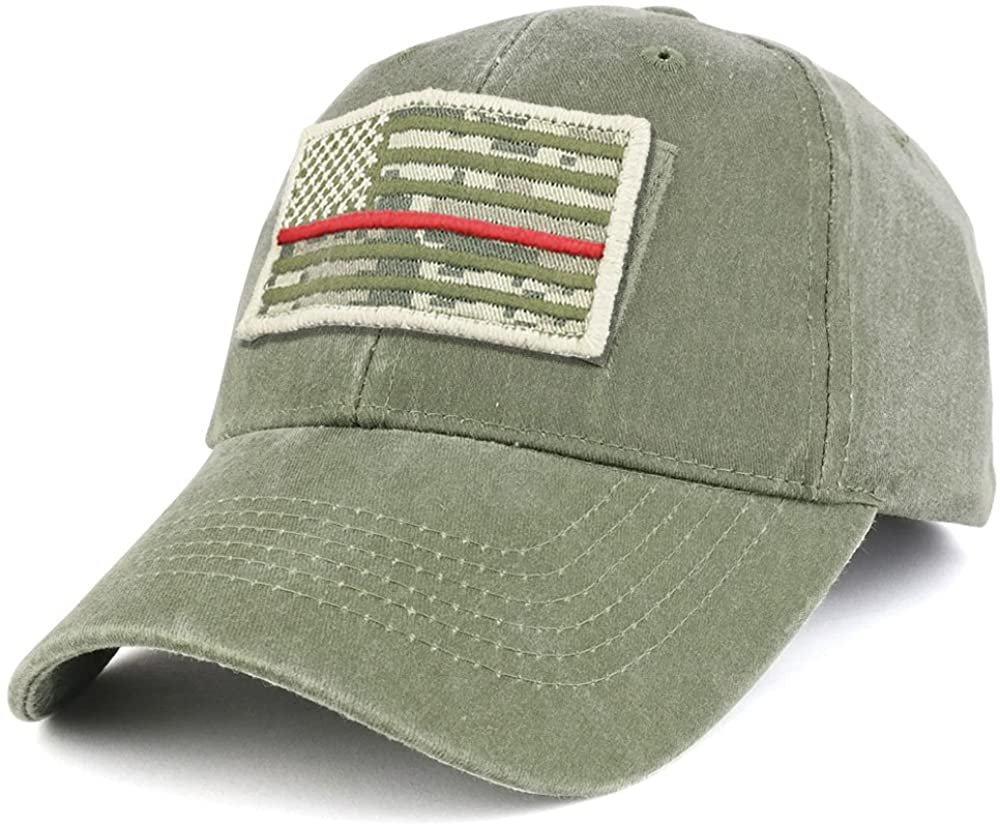 Armycrew USA ACU Thin Red Flag Tactical Patch Cotton Adjustable Baseball Cap