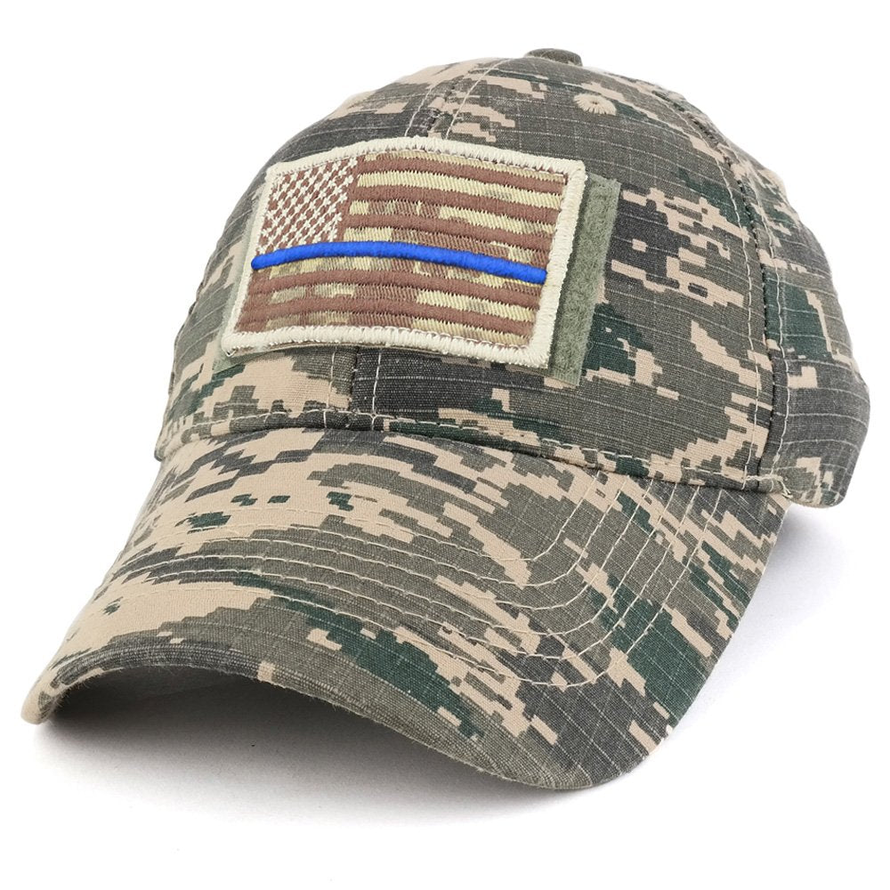 Armycrew USA Desert Digital Thin Blue Flag Tactical Patch Cotton Adjustable Baseball Cap