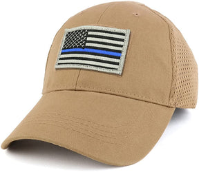 Armycrew USA Thin Blue Line Flag Tactical Patch Cotton Adjustable Trucker Cap