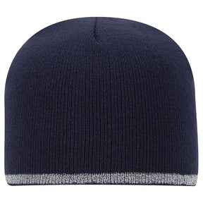 Armycrew 8 Inches Reflective Knit Short Beanie - Black