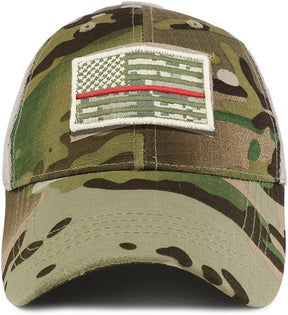 Armycrew USA ACU Thin Red Flag Tactical Patch Cotton Adjustable Trucker Cap