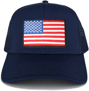 Armycrew USA American Flag Embroidered Patch Snapback Mesh Trucker Cap - Navy