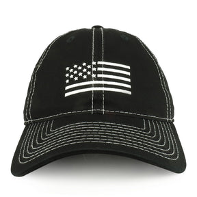 Armycrew American Flag Embroidered Contrast Stitch Soft Crown Dad Hat