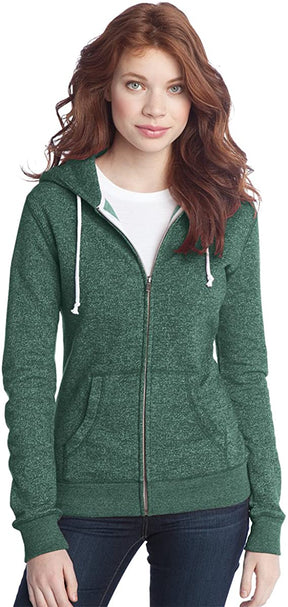 Armycrew Ladies Two-Toned Marled Fleece Zip Up Hoodie