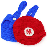 Armycrew Mario and Luigi Infant 2 Piece Outfit Crochet Hat and Pants - Luigi Green