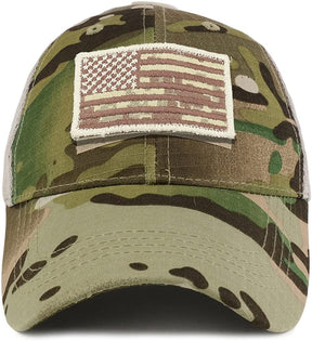 Armycrew USA Desert Digital Flag Tactical Patch Cotton Adjustable Trucker Cap