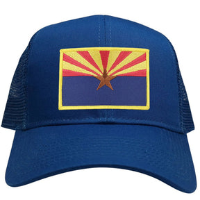 Arizona Home State Flag Embroidered Iron on Gold Border Patch Snapback Mesh Trucker Cap