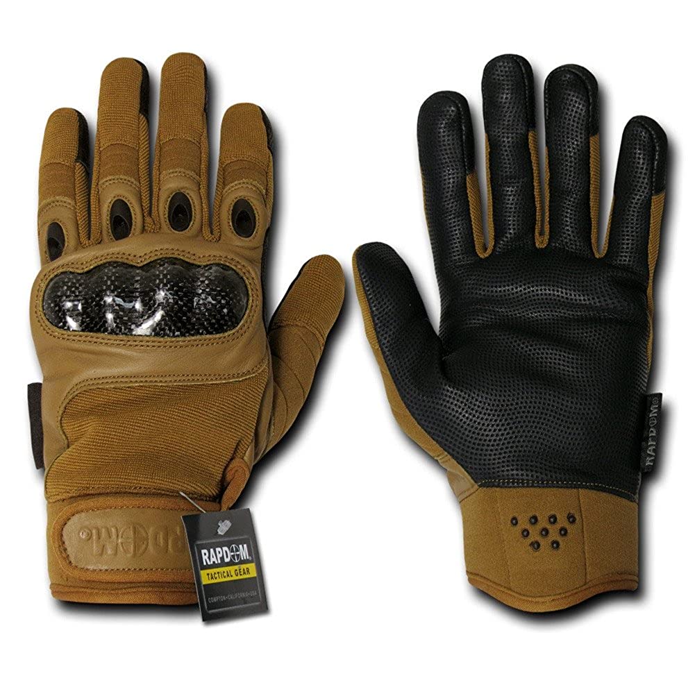 Carbon Fiber Hard Knuckle Premium Leather Glove - Coyote