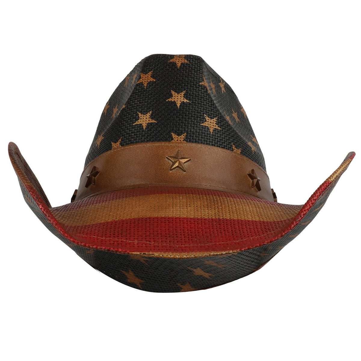 Armycrew Vintage American Flag Western Paper Straw Cowboy Cowgirl Hat