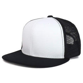 Youth Stylish Flat Bill Structured Mesh Back Snapback Trucker Cap
