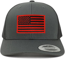 Armycrew American Flag Patch Snapback Trucker Mesh Cap - Charcoal