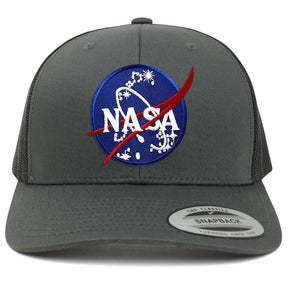 Armycrew Flexfit Oversize XXL NASA Insignia Logo Patch Retro Trucker Mesh Cap