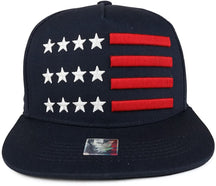 Armycrew USA 3D Flag Cotton Flat Bill Snapback Cap