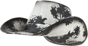 Armycrew Palm Tree Print Western Paper Straw Cowboy Cowgirl Hat
