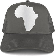 Solid White African Map Embroidered Iron on Patch Adjustable Trucker Mesh Cap