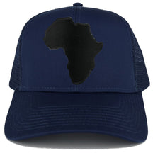 Solid Black Africa Map Embroidered Iron on Patch Adjustable Trucker Mesh Cap