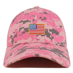 Armycrew Small American Flag Patch Camouflage Structured Mesh Trucker Cap