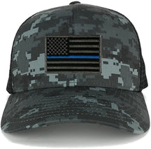 Armycrew US American Flag Embroidered Patch Adjustable Camo Trucker Cap - NTG-Black - Black Grey