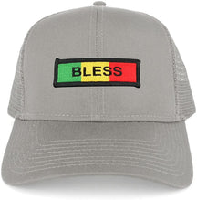 Bless Green Yellow Red Embroidered Iron on Patch Adjustable Trucker Mesh Cap