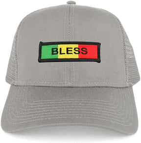 Bless Green Yellow Red Embroidered Iron on Patch Adjustable Trucker Mesh Cap