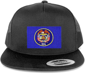 Armycrew Oversize XXL New Utah State Flag Patch 5 Panel Snapback Mesh Cap