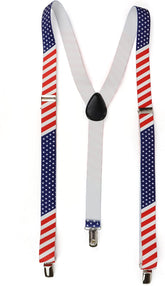 Armycrew US American Flag Print Clip On Patriotic Suspenders